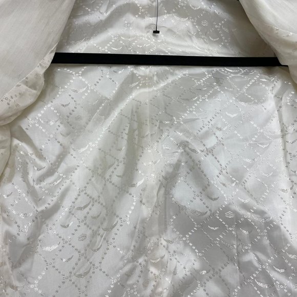 Cream Cotton Soft Metallic Sheen Pinstripe Blazer - Picture 4 of 9